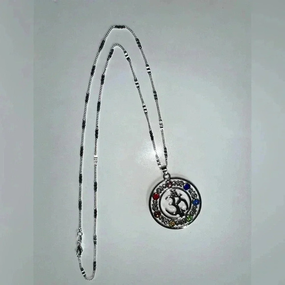 925 sterling silver chain,multi color stone pendant yoga Aum mediation - Picture 12 of 16